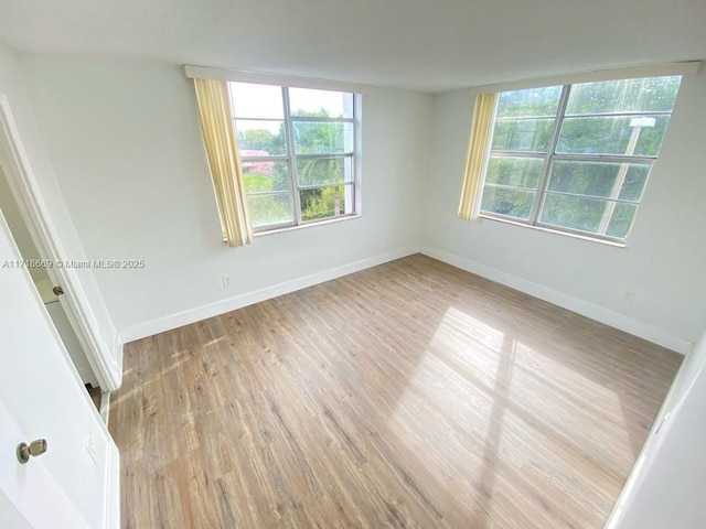 spare room with light hardwood / wood-style flooring