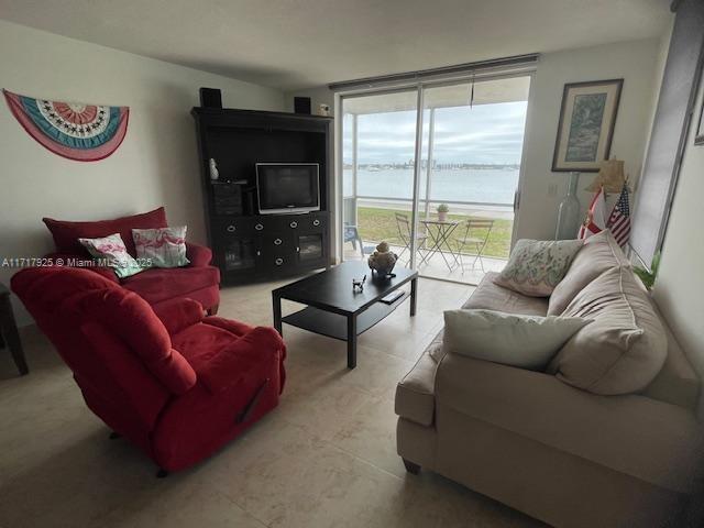 living room with expansive windows