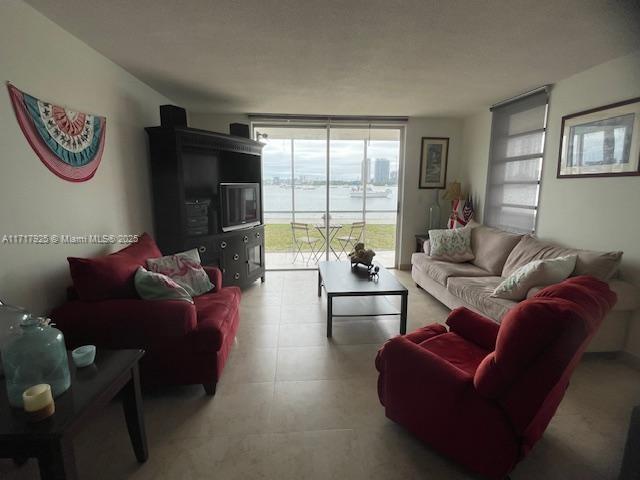 living room with expansive windows