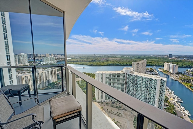 balcony with a water view