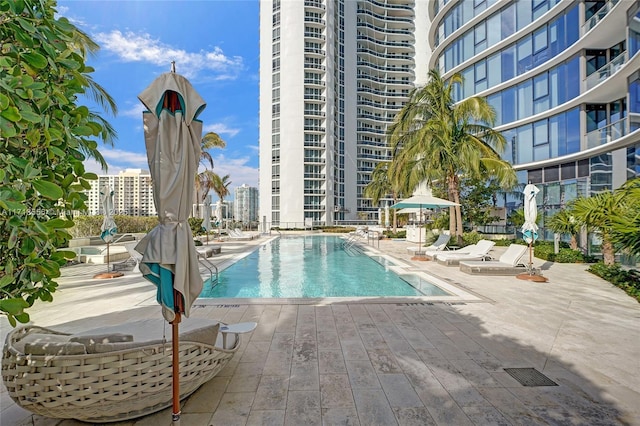 view of pool with a patio area