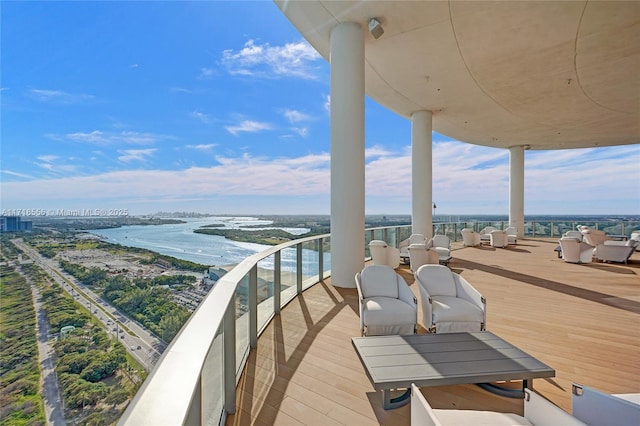 balcony with a water view