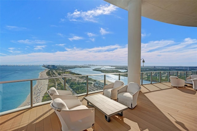 balcony with a water view