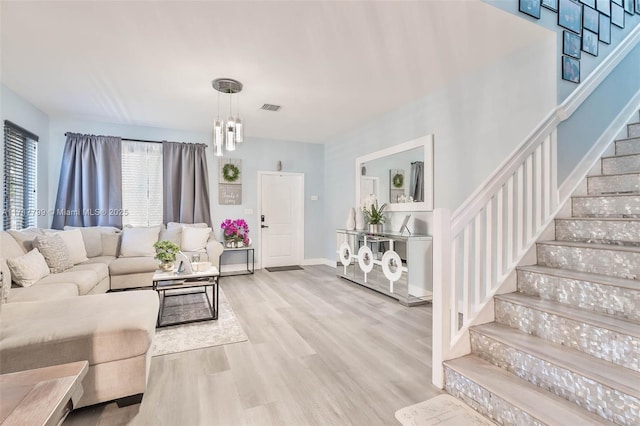 living room featuring light hardwood / wood-style flooring