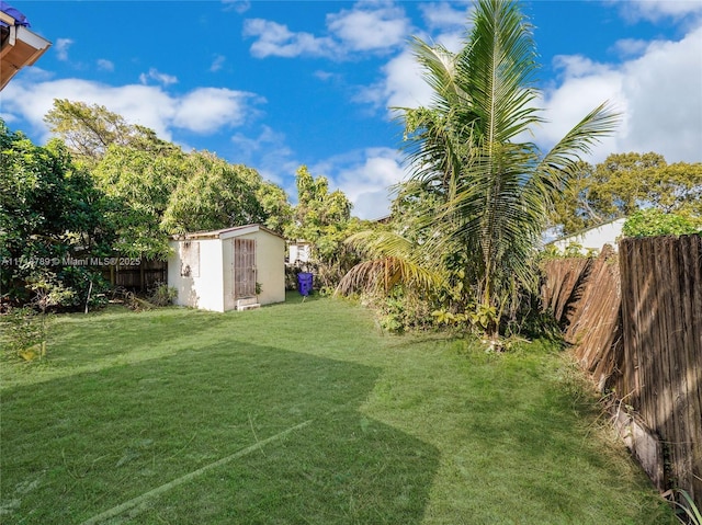 view of yard with a shed