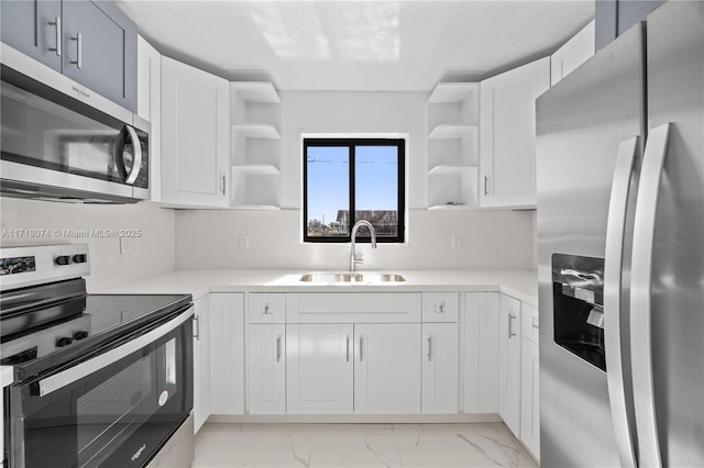 kitchen featuring white cabinetry, sink, and appliances with stainless steel finishes