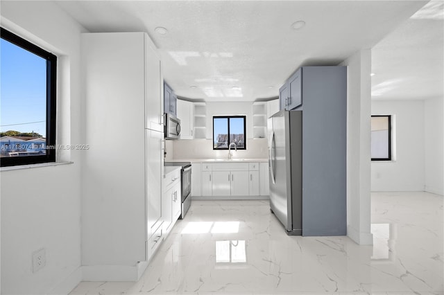 kitchen featuring white cabinets, stainless steel appliances, and sink