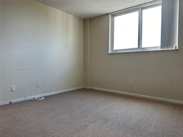 spare room featuring carpet and a textured ceiling