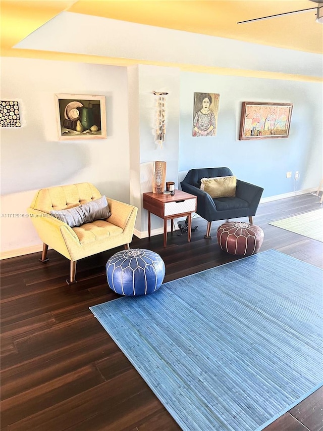 living room featuring dark hardwood / wood-style floors