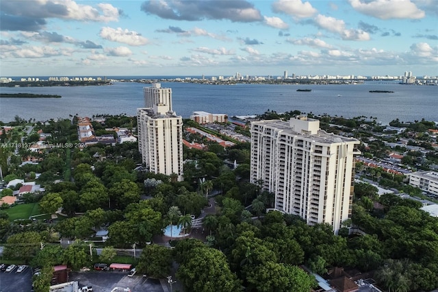 bird's eye view featuring a water view