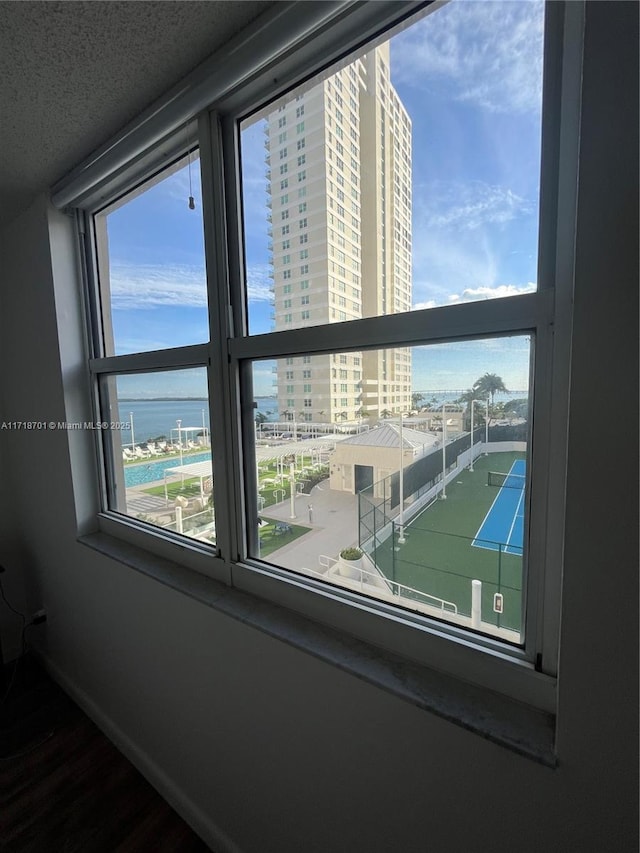770 Claughton Island Dr Unit 606, Miami, FL 33131 - detailed view of wood finished floors, a view of city, and nearby water