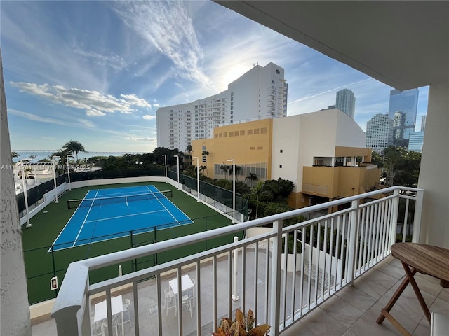 view of sport court with a view of city