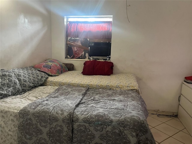 tiled bedroom with cooling unit