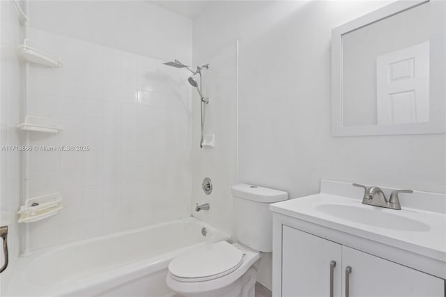 full bathroom with vanity, bathing tub / shower combination, and toilet