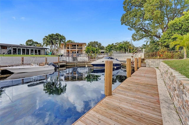 dock area with a water view