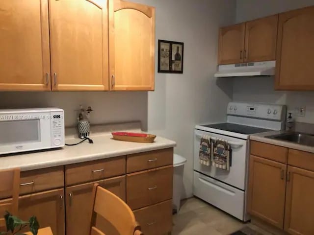 kitchen with white appliances and sink