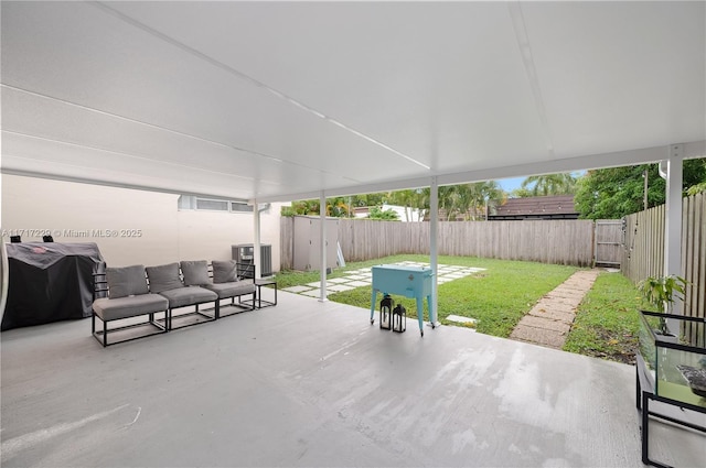 view of patio / terrace with area for grilling and an outdoor hangout area