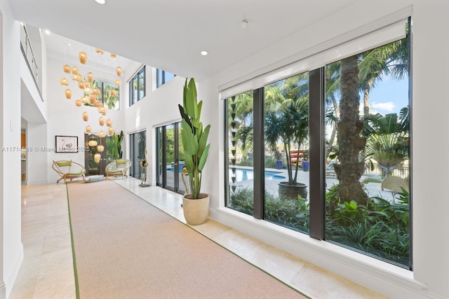 interior space featuring light tile patterned floors