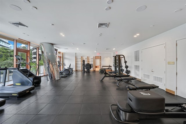 exercise room with expansive windows