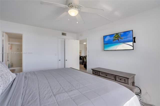 bedroom featuring ceiling fan