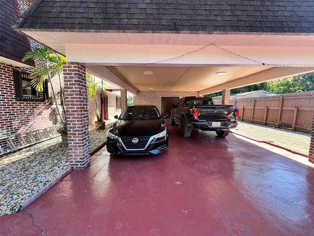 view of car parking featuring a carport