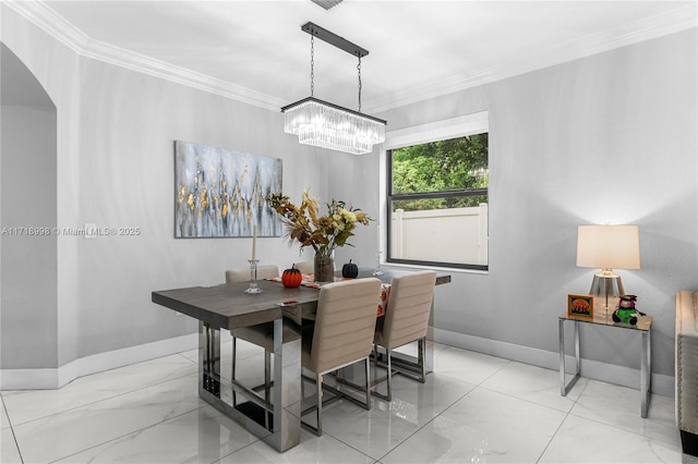 dining room with crown molding