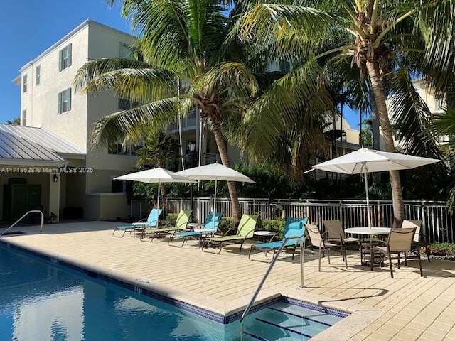 view of pool featuring a patio