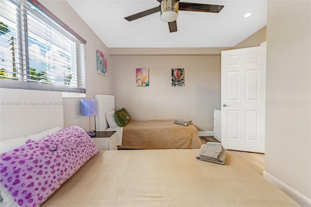 bedroom featuring ceiling fan