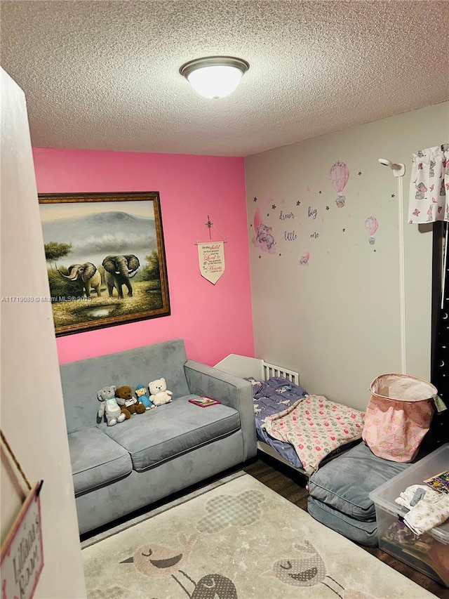 bedroom with a textured ceiling