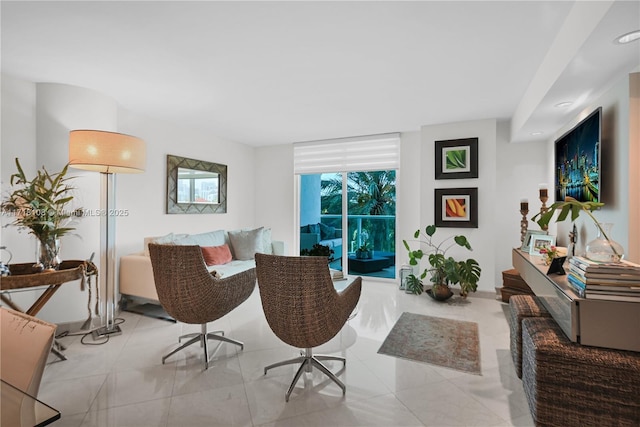 view of tiled living room