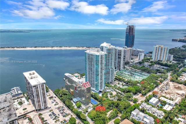 bird's eye view featuring a water view