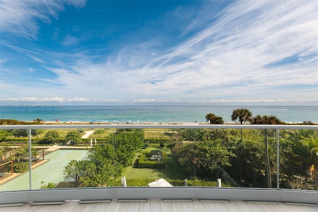 water view with a view of the beach