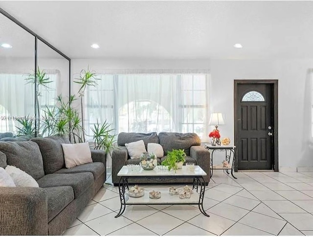 view of tiled living room