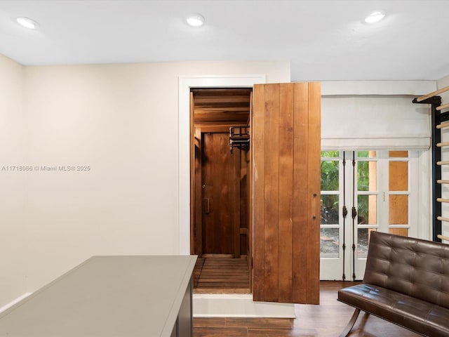 mudroom featuring dark hardwood / wood-style flooring