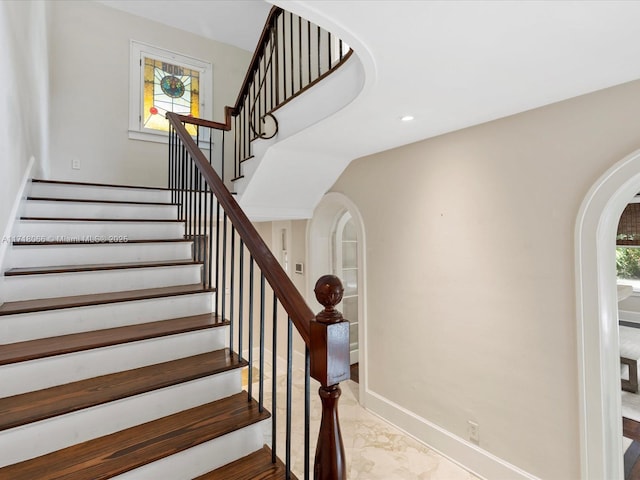 stairway with plenty of natural light