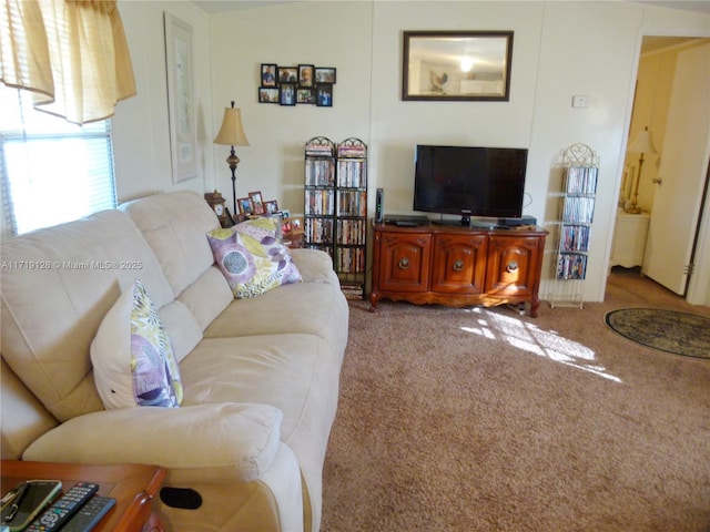 living room featuring carpet flooring