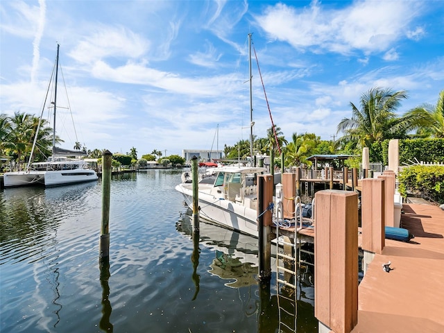 dock area featuring a water view