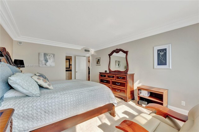 bedroom featuring crown molding