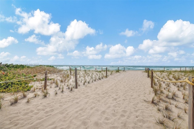 property view of water with a beach view