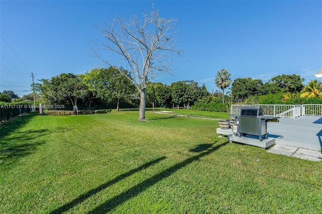 view of yard featuring a deck