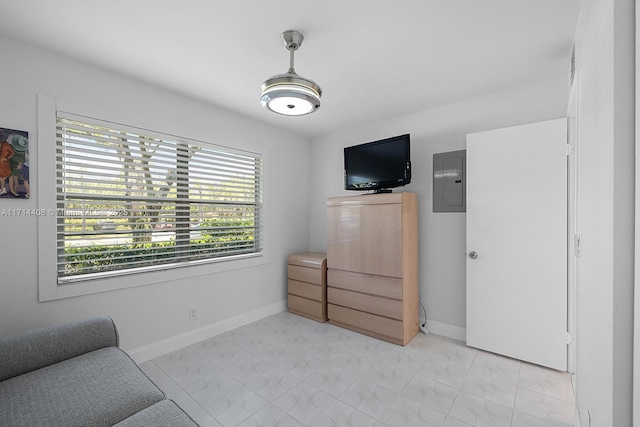 sitting room with electric panel