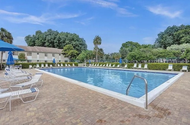 view of pool featuring a patio