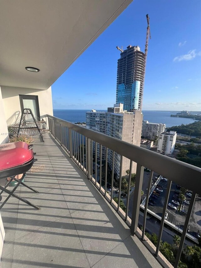 balcony with a water view