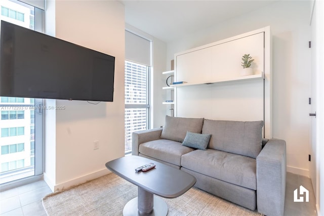 view of tiled living room