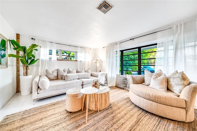 view of tiled living room