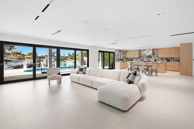 living room with french doors