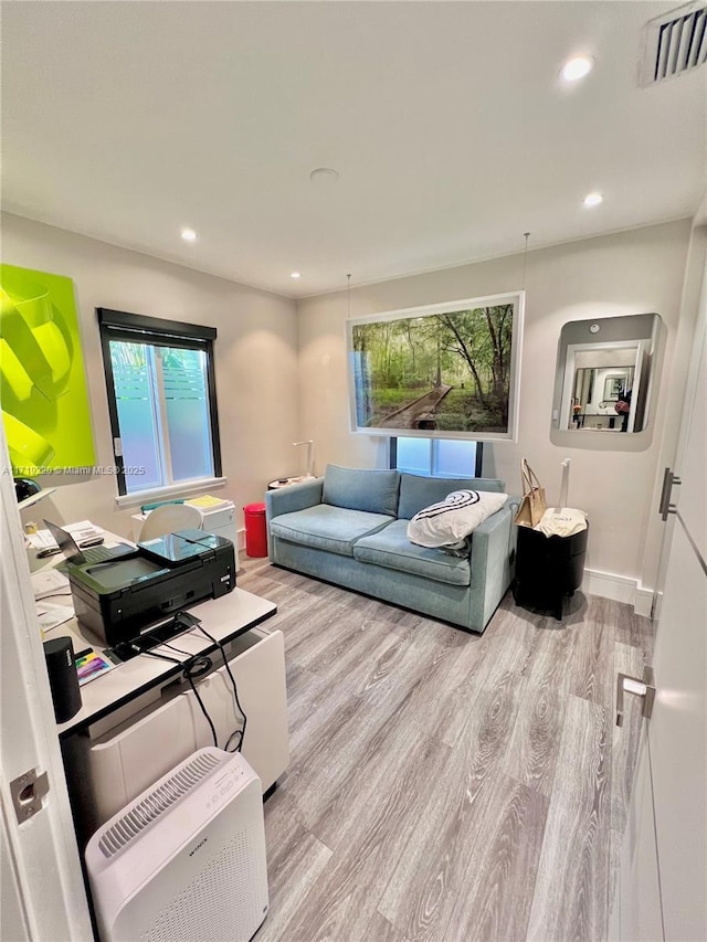 living room featuring light hardwood / wood-style flooring