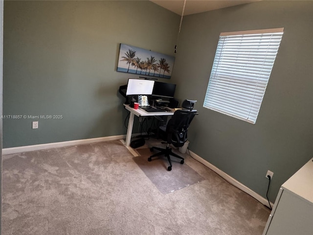 office space with light colored carpet