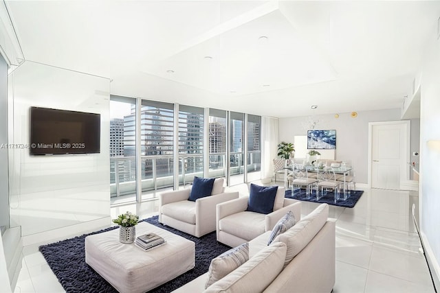 view of tiled living room