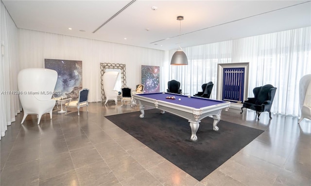 game room featuring tile patterned flooring and billiards